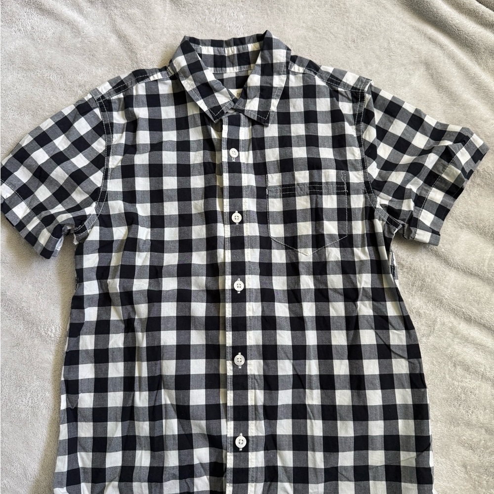 Tucker + Tate Black and White Button Down Shirt with Gingham Pattern